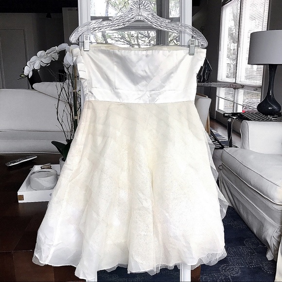 White Cream Prom Dress, SIZE L  - Picture 2 of 8